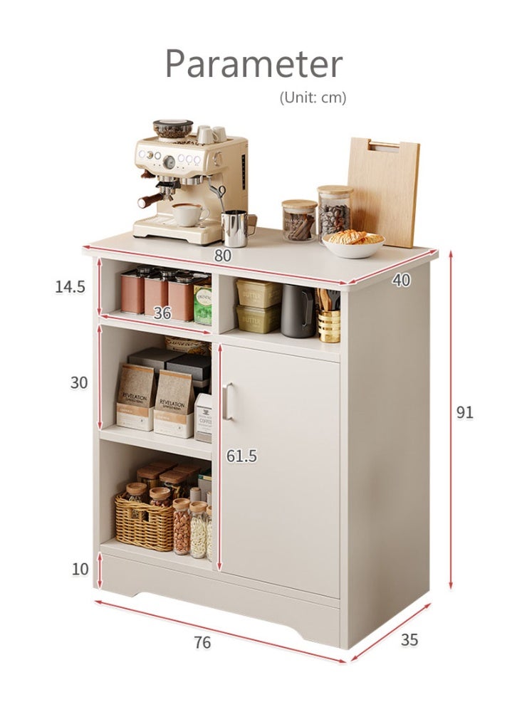 Generic Kitchen Cabinet, Wooden Storage Cabinet with Door and Open Shelves for Living Room Bedroom and Kitchen, Small Sideboard Cabinet for Tea and Coffee, ZWG004 (White)  - Image 2