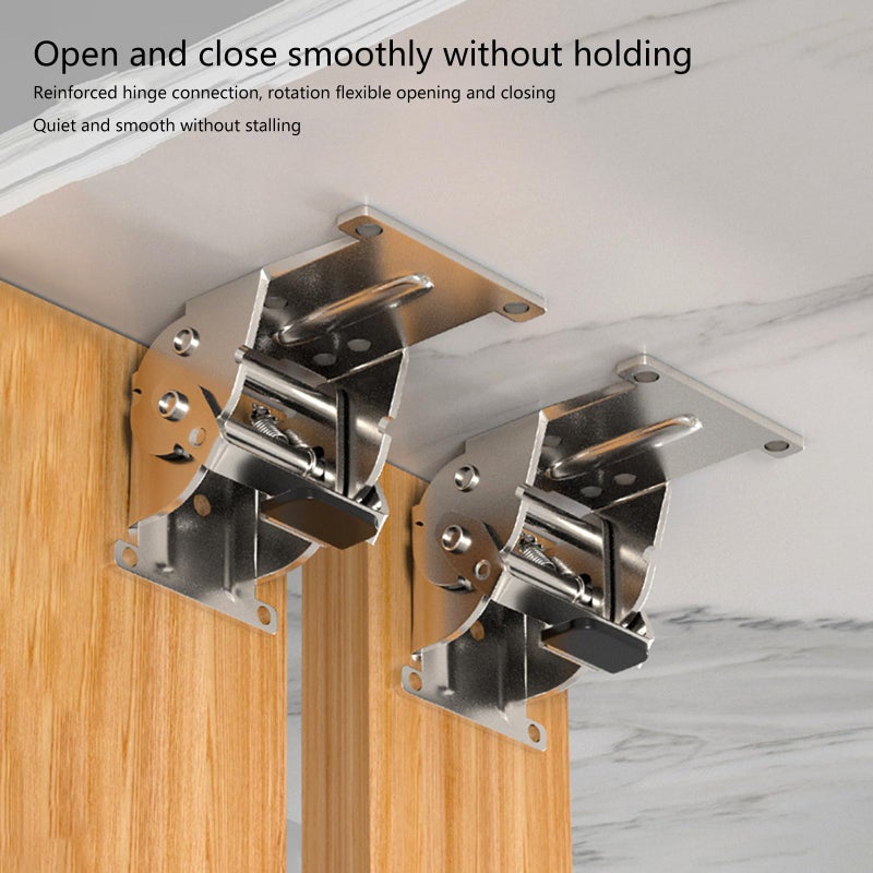 Silver Locking Folding Hinge 90 Degree Foldable Leg Bracket For Table Bed Sofa Workbench - Image 3