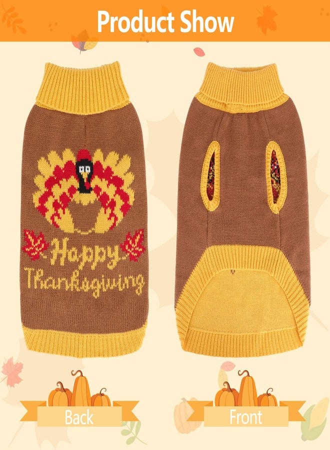 YUEPET Thanksgiving Dog Sweater with Turkey Pattern, Classic Knit Pullover Dog Clothes with Leash Hole Suitable for Dogs(L) - Image 3