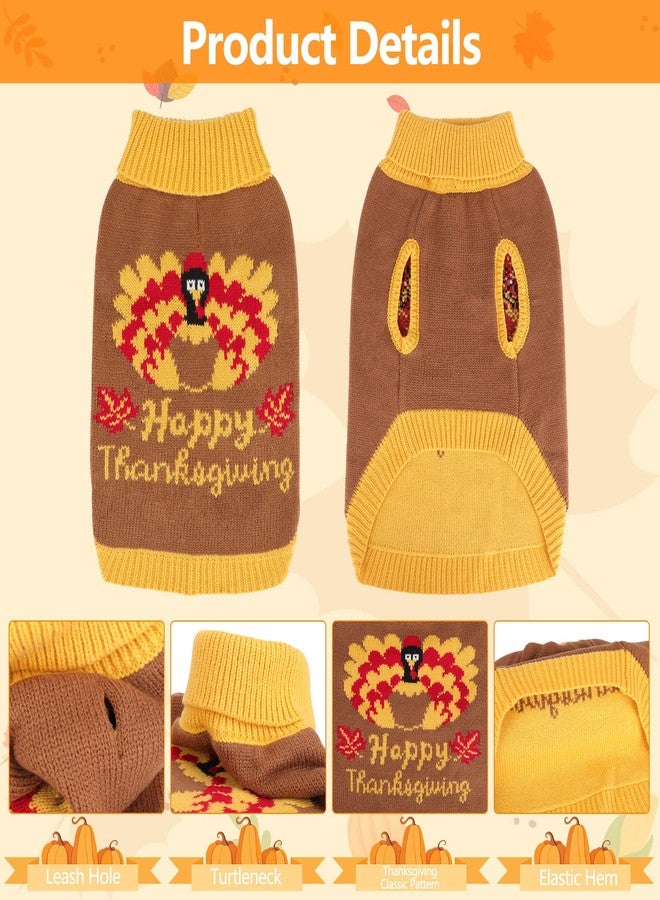 YUEPET Thanksgiving Dog Sweater with Turkey Pattern, Classic Knit Pullover Dog Clothes with Leash Hole Suitable for Dogs(L) - Image 4