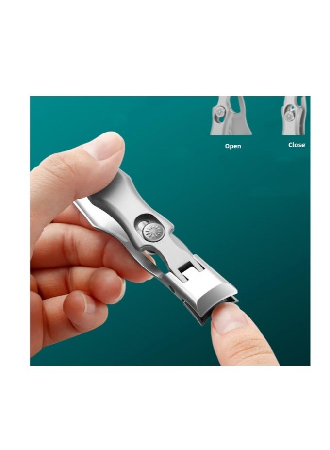 German Nail Clippers for Men & Women-Ultra Sharp Stainless Steel Toenail Clippers for Thick Nails with Anti-Splashing Design & Nail File - Professional Fingernail Clipper Set Black Color - Image 4