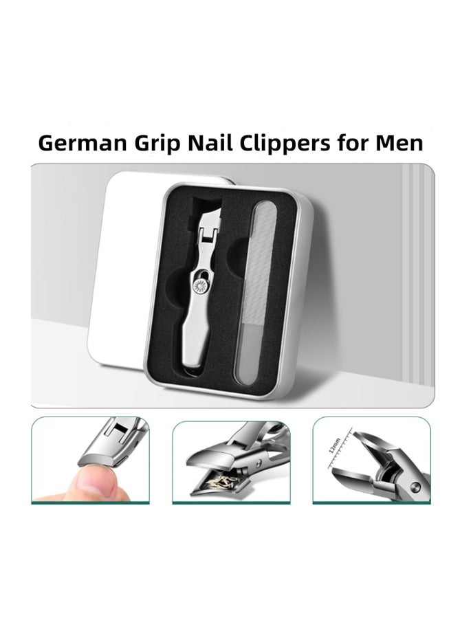 German Nail Clippers for Men & Women-Ultra Sharp Stainless Steel Toenail Clippers for Thick Nails with Anti-Splashing Design & Nail File - Professional Fingernail Clipper Set Black Color - Image 3