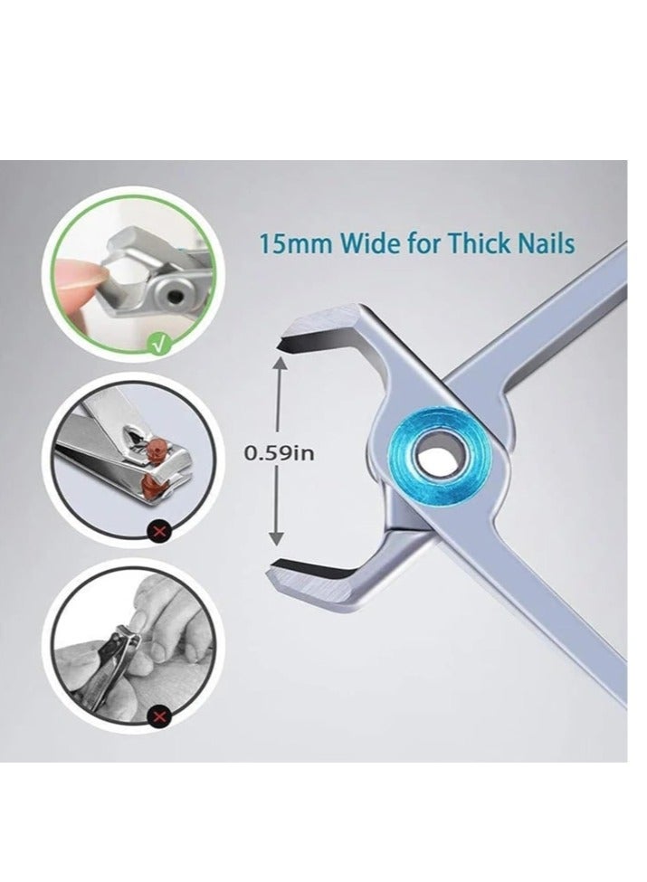 German Nail Clippers for Men & Women-Ultra Sharp Stainless Steel Toenail Clippers for Thick Nails with Anti-Splashing Design & Nail File - Professional Fingernail Clipper Set Black Color - Image 5