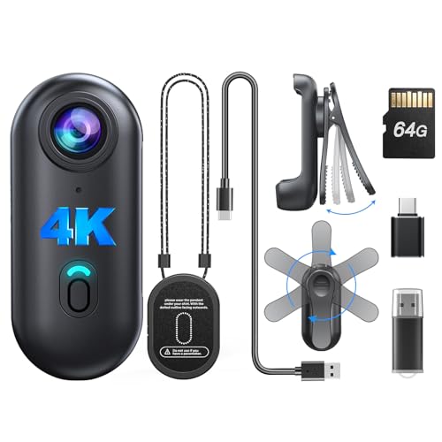 BOBLOV W4 4K Mini Body Camera, Wearable 64GB Camera with 360°Rotatable Clip & Magnetic Clip, 120 Minutes for recording, Easy to Use and Take for Lecture, Traveling, Pet Walking and Outdoors Activities - Image 1