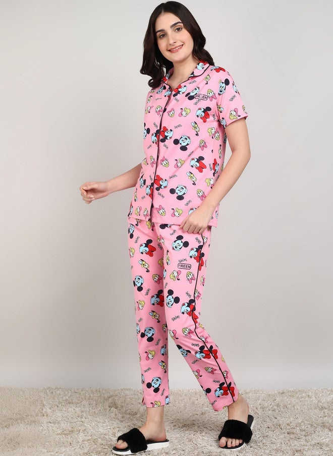 PREEN Women Printed Night Suit with Mickey Mouse Design - Image 5