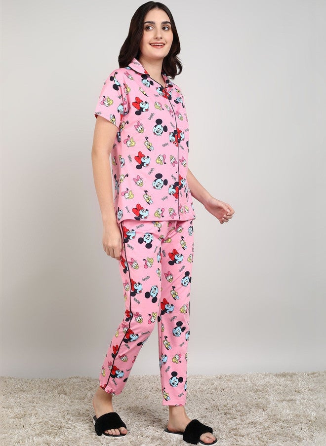 PREEN Women Printed Night Suit with Mickey Mouse Design - Image 2