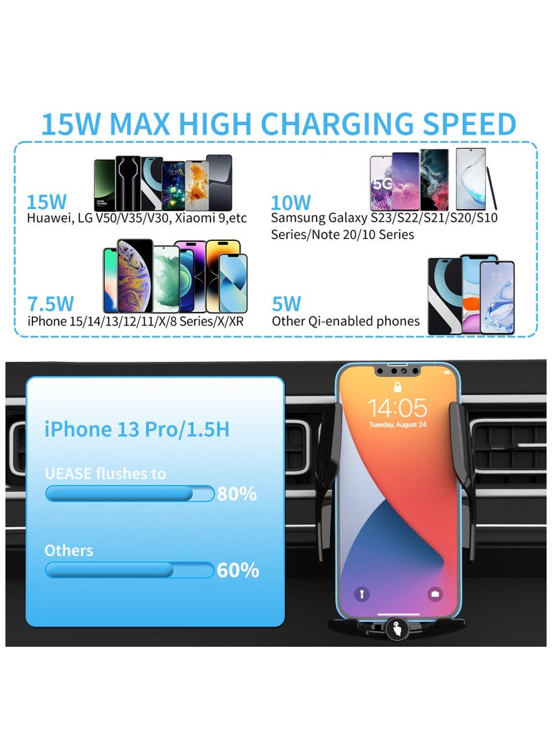 SYOSI 15 W Car Mobile Phone Holder with Charging Function, Automatic Clamping Qi Inductive Charging Station Car Charger Accessories Fast Wireless Charger Car for iPhone Samsung LG - Image 5