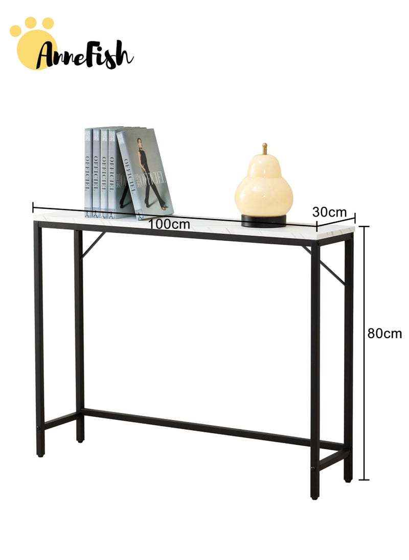 AnneFish 100*30*80cm Console Table Faux Marble for Entryway Modern Home Sofa Coffee Table Marble Entrance Table Dining Room Kitchen Bar Display Table for Hallway Living Room Bedroom  - Image 2
