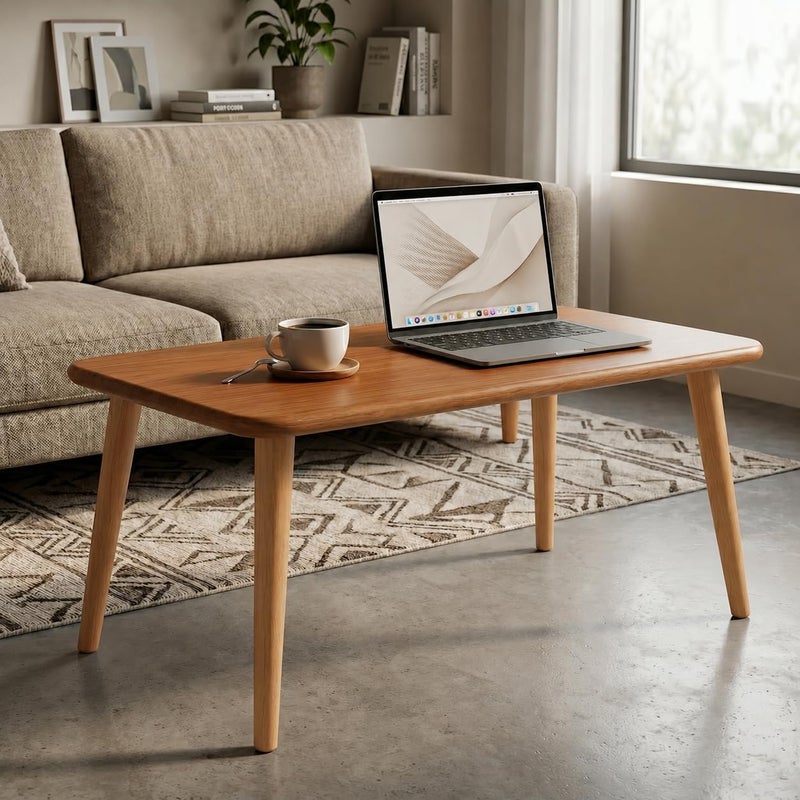 Wooden Touchy Modern Wooden Coffee Table for Living Room & Office – Minimalist Design, Smooth Rounded Edges, Easy Assembly, Lightweight – 80×50×55 cm - Image 2