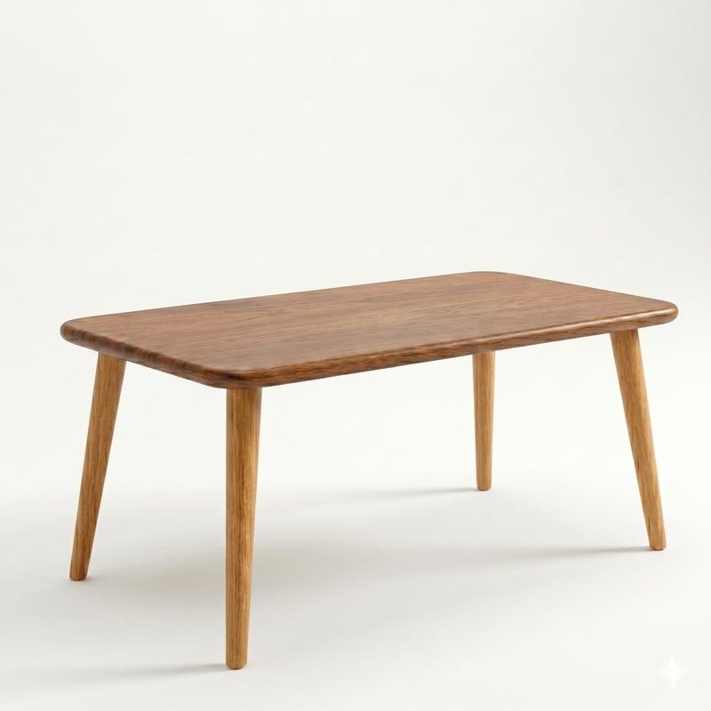 Wooden Touchy Modern Wooden Coffee Table for Living Room & Office – Minimalist Design, Smooth Rounded Edges, Easy Assembly, Lightweight – 80×50×55 cm - Image 1