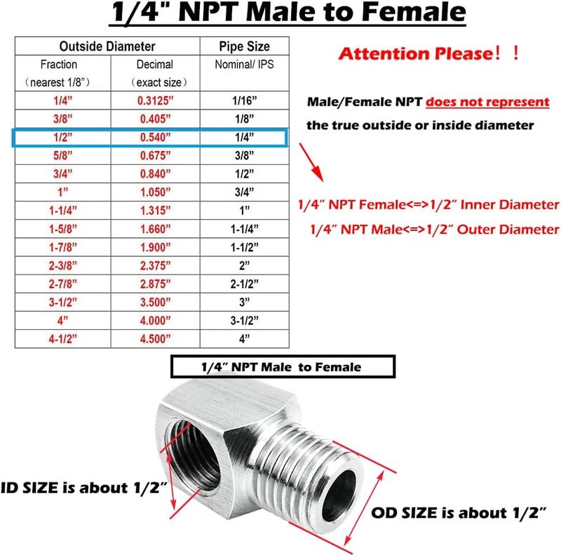 beduan Stainless Steel Cast Pipe Fittings, 90 Degree Barstock Street Elbow, 1/4" NPT Male x 1/4" NPT Female, Water Fuel Air - Image 1
