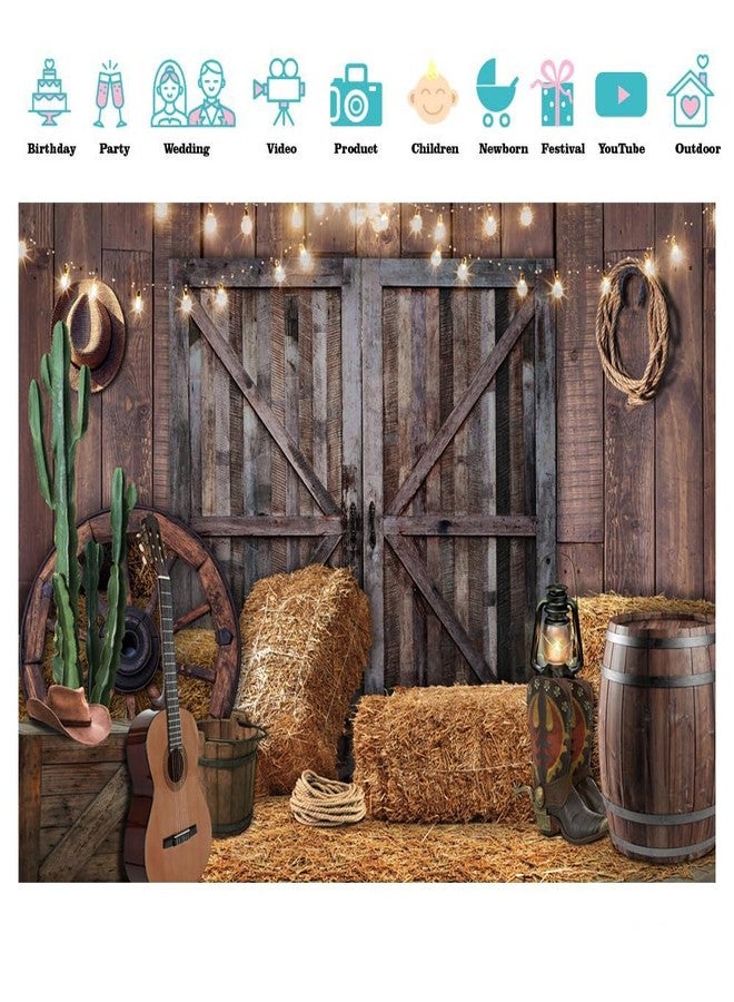 SJOLOON Western Cowboy Backdrop Rustic Vintage Barn Backdrop Western Themed Party Decoration Photoshoot 12534 (7x5FT) - Image 4