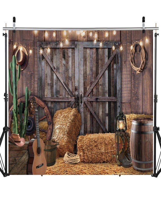 SJOLOON Western Cowboy Backdrop Rustic Vintage Barn Backdrop Western Themed Party Decoration Photoshoot 12534 (7x5FT) - Image 2