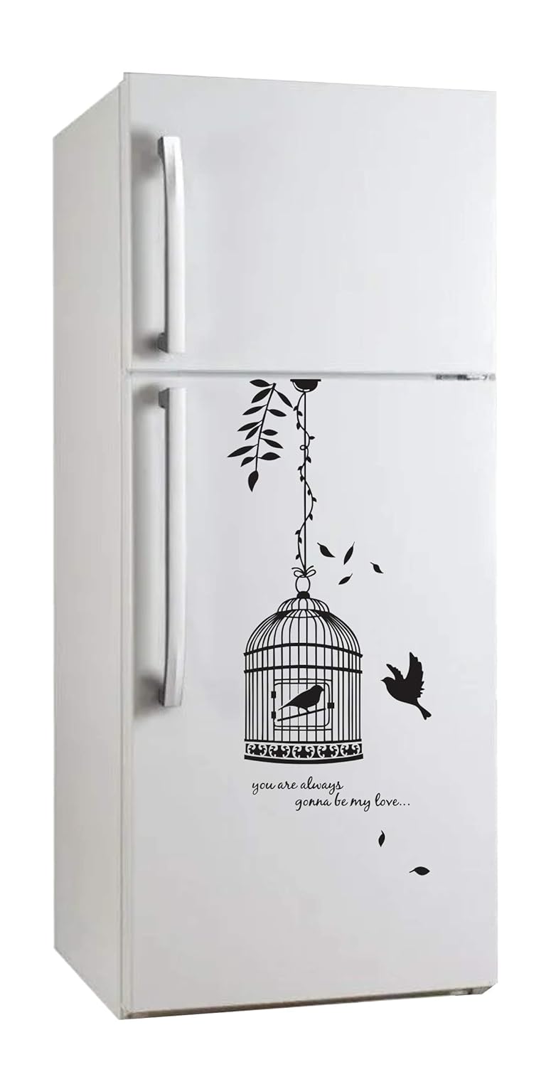 DecorVilla Decor Villa Fly Bird Cages Fridge Sticker Wall Sticker PVC VinylSize 30 cm x 76 cm - Image 1