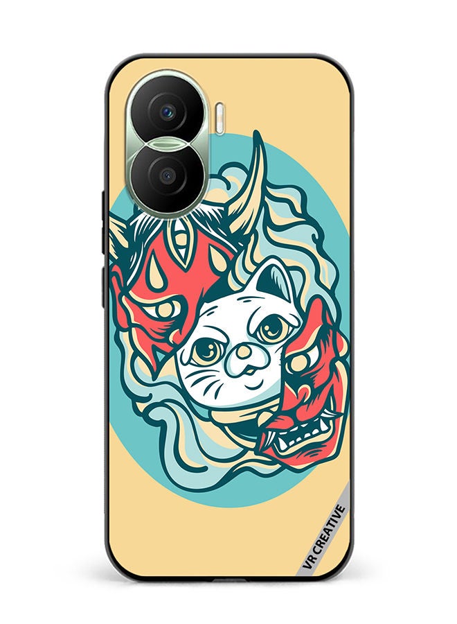 VR CREATIVE Protective Case Cover For Honor Play7T Pro Cat In Mask Design Multicolour - Image 1