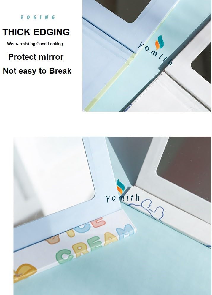 yomith yomith Makeup Mirror for Girls Thick Folding Flip Cartoon Style Dressing Mirror Table Desk Dressing Table Adjustable Mirror Collapsible Travel Mirror Reading CAT 1 PCS  - Image 4