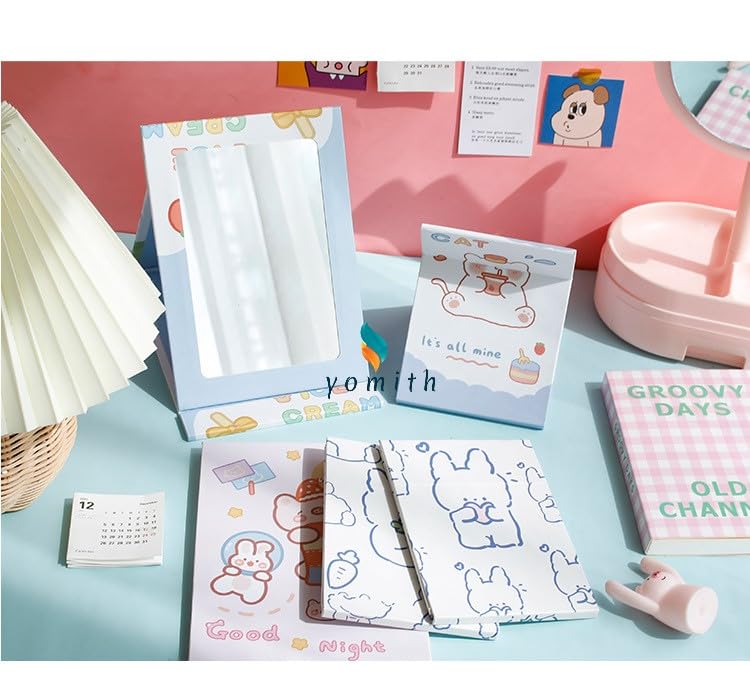 yomith yomith Makeup Mirror for Girls Thick Folding Flip Cartoon Style Dressing Mirror Table Desk Dressing Table Adjustable Mirror Collapsible Travel Mirror Reading CAT 1 PCS  - Image 3