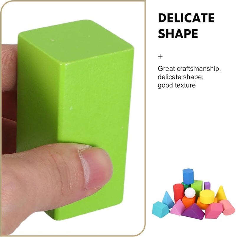 45 قطعة من المجسمات الهندسية الخشبية، مكعبات ألعاب تعليمية للأطفال، لمعرفة الأشكال والألوان - Image 3