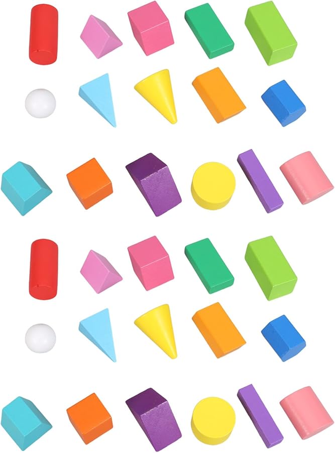 45 قطعة من المجسمات الهندسية الخشبية، مكعبات ألعاب تعليمية للأطفال، لمعرفة الأشكال والألوان - Image 1