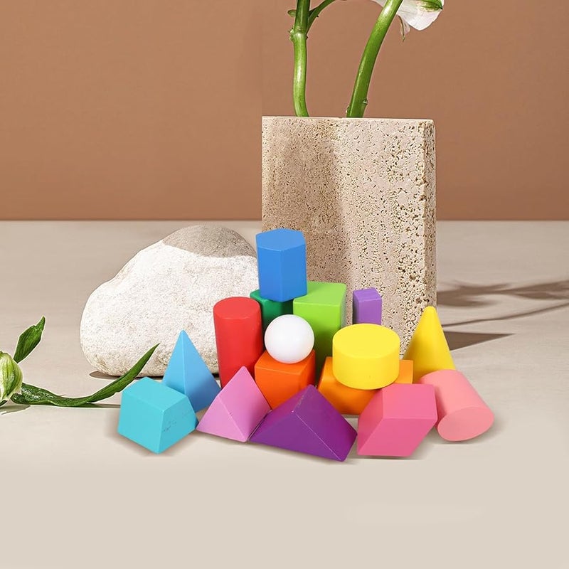 45 قطعة من المجسمات الهندسية الخشبية، مكعبات ألعاب تعليمية للأطفال، لمعرفة الأشكال والألوان - Image 4