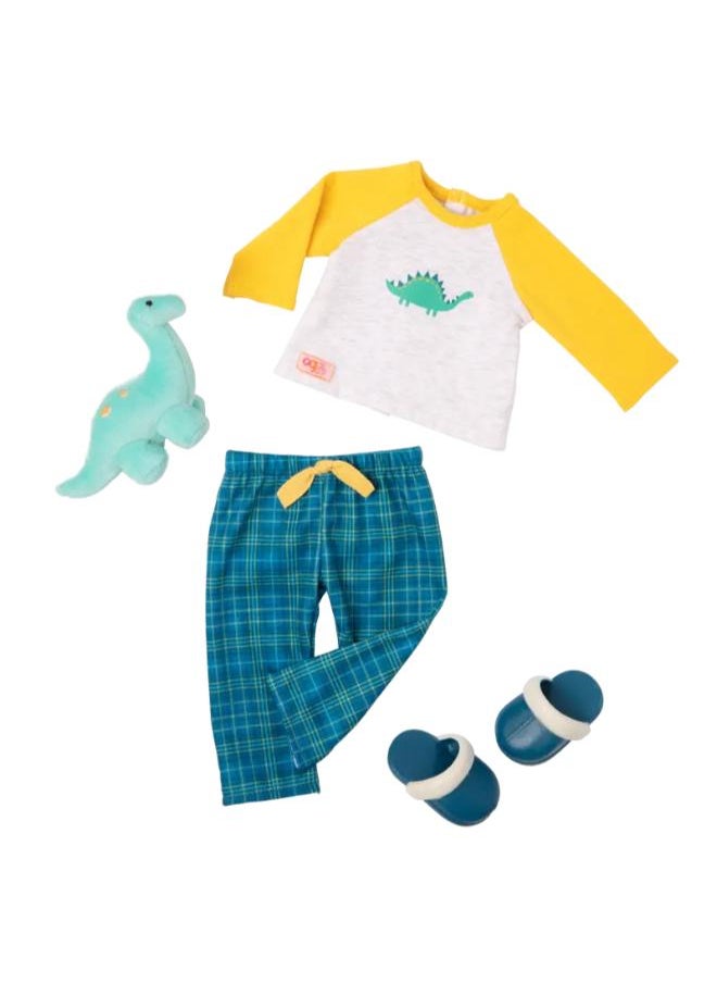B. Toys Dino-Snores 18-inch Boy Doll Dinosaur Pajama Outfit  - Image 1