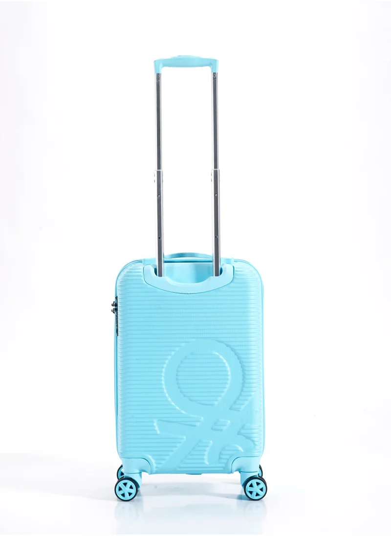 UNITED COLORS OF BENETTON BNTA-204 20Inch- Cabin Size Luggage with TSA Lock| Material- Acrylonitrile Butadiene Styrene| Adjustable Trolley Handle | Smooth Dual Wheels 360degree rotate| Light Blue