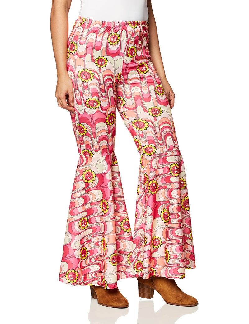 Rubies Forum Novelties Women's 60's Hippie Flower Power Bell Bottoms Adult Costume, Pink, One Size - Image 2