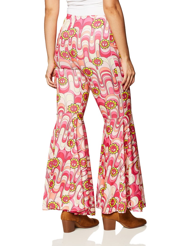 Rubies Forum Novelties Women's 60's Hippie Flower Power Bell Bottoms Adult Costume, Pink, One Size - Image 3