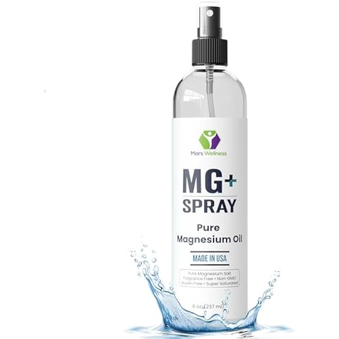 MARS WELLNESS Topical Magnesium Spray for Sleep and Leg Cramps - Made in USA by Mars Wellness - 8 oz - Pure Magnesium Oil, Relaxes and Rejuvenates Muscles - Image 1