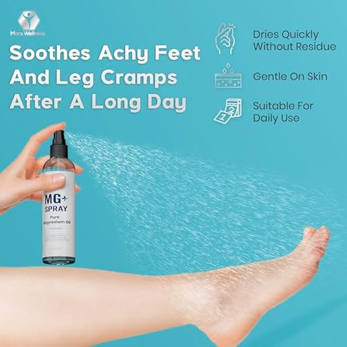 MARS WELLNESS Topical Magnesium Spray for Sleep and Leg Cramps - Made in USA by Mars Wellness - 8 oz - Pure Magnesium Oil, Relaxes and Rejuvenates Muscles - Image 2