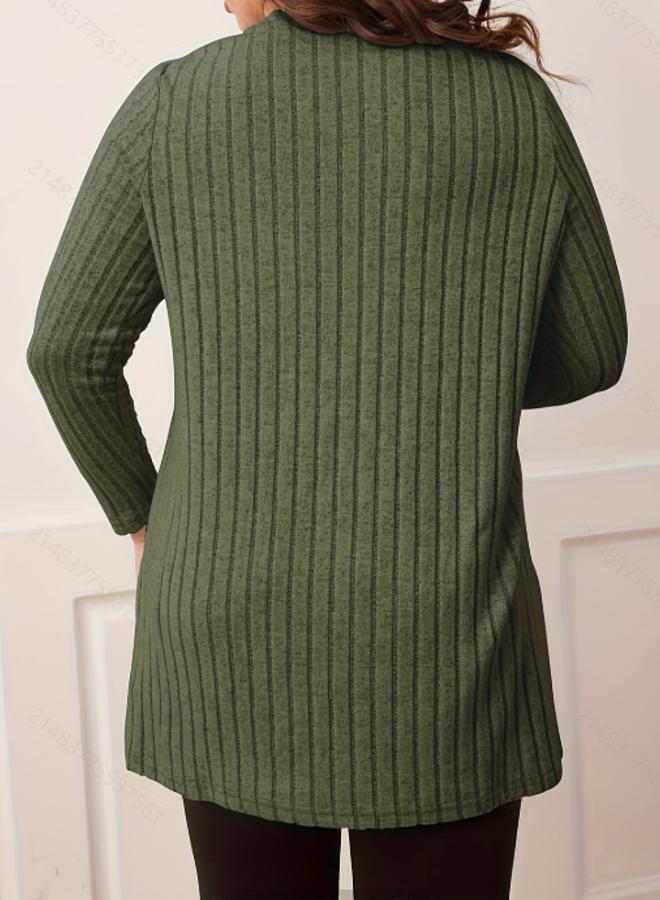 Take Two Plus Size Ribbed Long Sleeve Tunic Top - Image 3