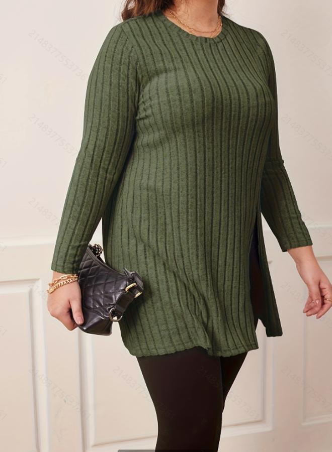 Take Two Plus Size Ribbed Long Sleeve Tunic Top - Image 4