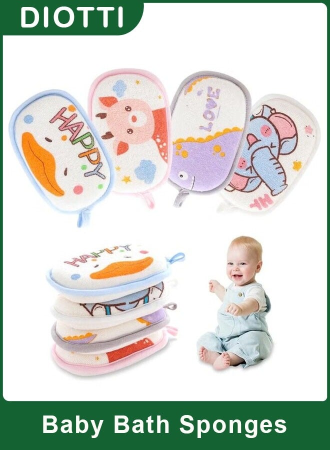 DIOTTI 4 PCS Baby Bath Sponges, Soft & Absorbent Shower Sponge Set for Newborns & Toddlers, Gentle on Delicate Skin - Image 1