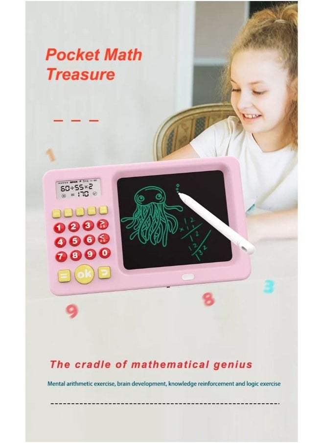 SHOPI - Children's maths puzzle and oral calculation training machine with writing board 2 in 1 educational toy in Pink - Image 1