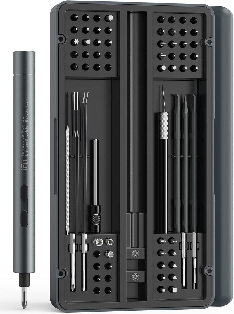 IfU Mini Electric Screwdriver, 90 in 1 Precision Screwdriver Set – Small Cordless Power Screwdriver with LED Light & 64 Magnetic Bits, Repair Tool for Phone Laptop Camera Watch Computer - Image 1
