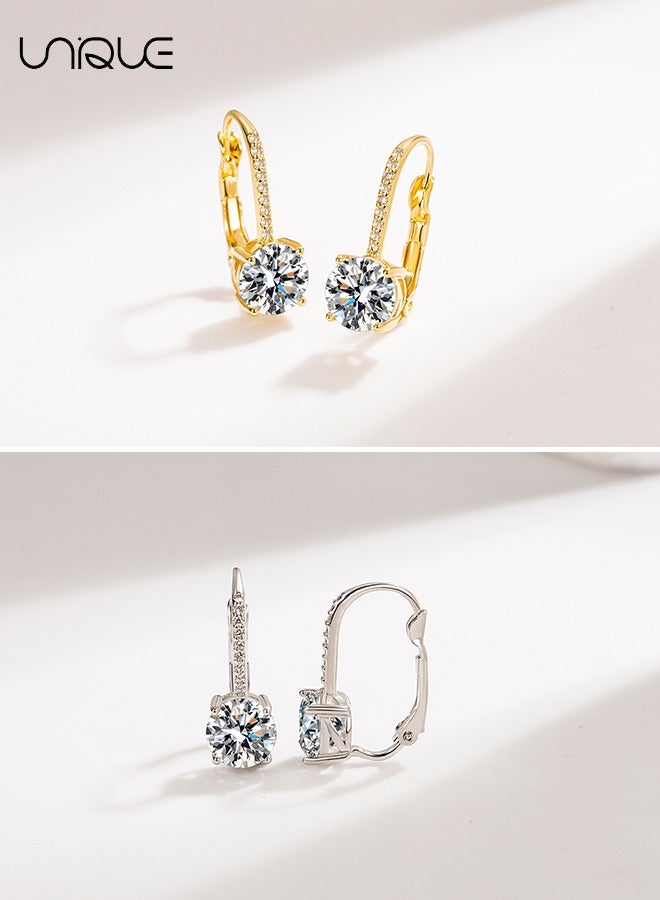 يونيك 2 قطعة أقراط ، أقراط الماس هوب للنساء ، أقراط نحاسية ، أقراط زفاف ، مجوهرات أزياء للفتيات والنساء - Image 3