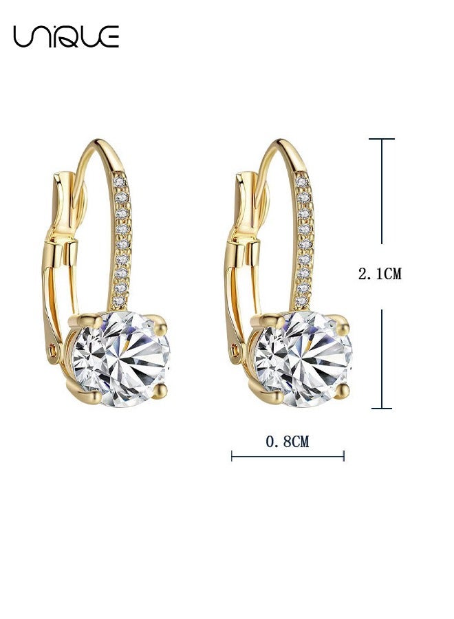 يونيك 2 قطعة أقراط ، أقراط الماس هوب للنساء ، أقراط نحاسية ، أقراط زفاف ، مجوهرات أزياء للفتيات والنساء - Image 2