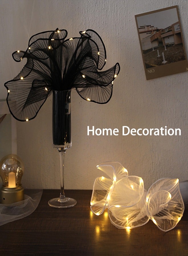 Generic 2 PCS Decorative Flower Yarn with Fairy Lights（Black and White）, Gift Wrapping Paper, Home, Holiday, Wedding, Ambience Decoration  - Image 5