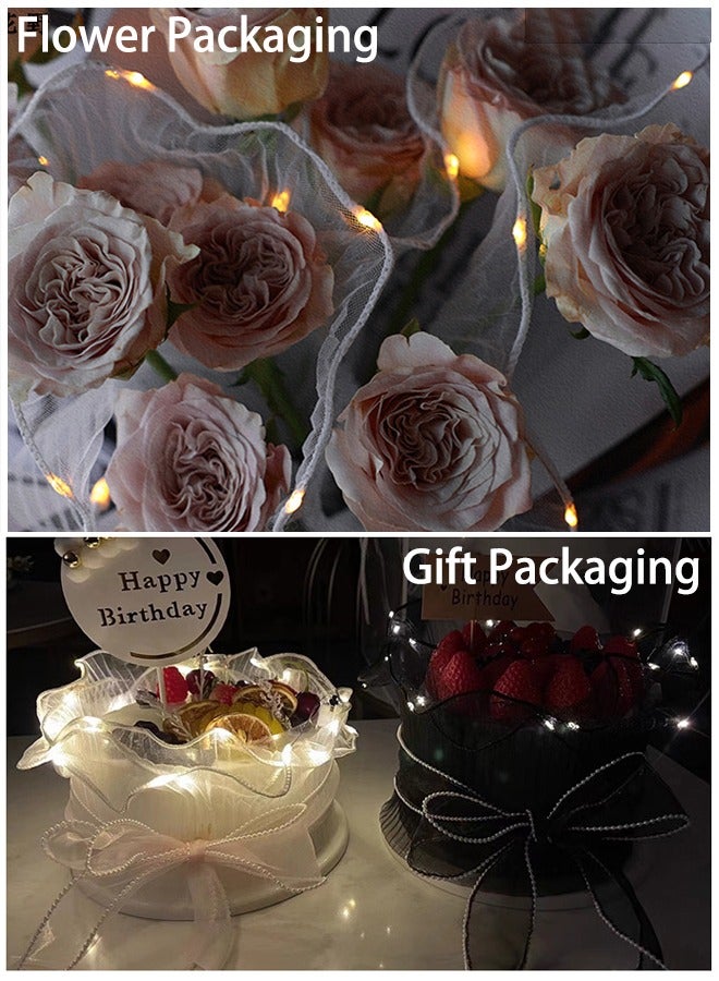Generic 2 PCS Decorative Flower Yarn with Fairy Lights（Black and White）, Gift Wrapping Paper, Home, Holiday, Wedding, Ambience Decoration  - Image 4