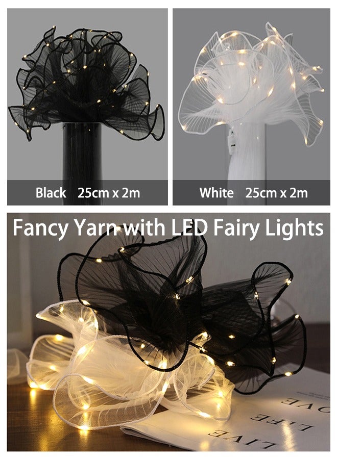 Generic 2 PCS Decorative Flower Yarn with Fairy Lights（Black and White）, Gift Wrapping Paper, Home, Holiday, Wedding, Ambience Decoration  - Image 3