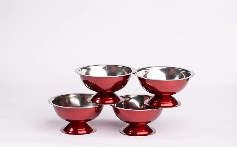 Beautifull and Attractive Ice Cream Cup Set of 4 Red Steel - Image 1