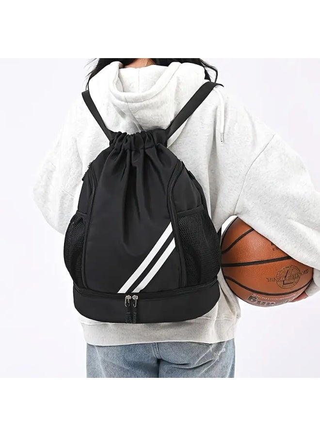 MXM Travel Sport Casual UNISEX Drawstring Backpack with Zipper, Large Capacity, Adjustable, Multiple Compts, Mesh Pocket for Gym, School, Laptop, Travels, Basketball & Football Outdoor (Rose Red) - Image 5