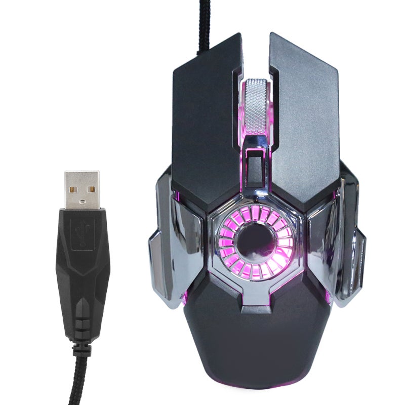 زيروديت فأرة ألعاب سلكية RGB مع 7 تأثيرات إضاءة مذهلة ورقاقة IC مبردة - مروحة قابلة للتعديل بثلاثة مستويات وأسطوانة معدنية ثلاثية الأبعاد، فأرة كمبيوتر سلكية للاعبين - Image 1