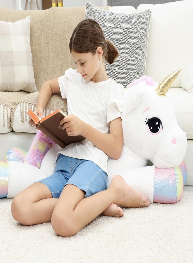 FFxiong 44 Inch Giant Unicorn Stuffed Animal Pillow, Cute Soft Big Unicorn with Rainbow Wings Large Plush Toy, Gifts for Girlfriend Girls Boys Kids Birthday Valentines Christmas - Image 3