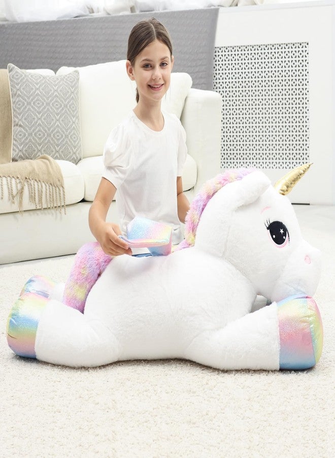 FFxiong 44 Inch Giant Unicorn Stuffed Animal Pillow, Cute Soft Big Unicorn with Rainbow Wings Large Plush Toy, Gifts for Girlfriend Girls Boys Kids Birthday Valentines Christmas - Image 4