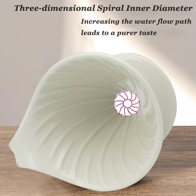 Moonmen Ceramic Pour Over Coffee Dripper V60 Ceramic Coffee Filter Cup Conical HandBrewed Coffee Filter Cup Single Hole Threaded Filter Cup With Filter Paper White - Image 4