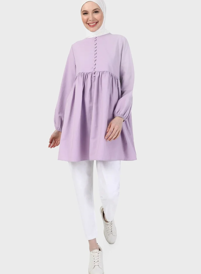 Refka by modanisa Button Detail Tiered Tunic