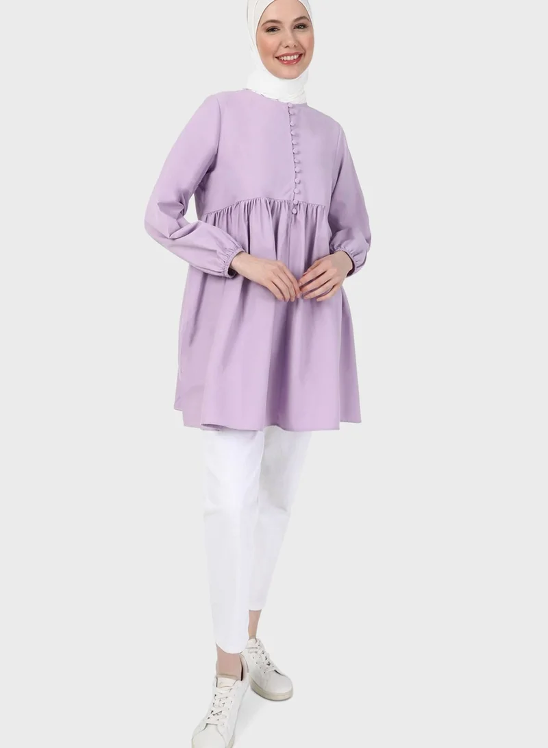 Refka by modanisa Button Detail Tiered Tunic