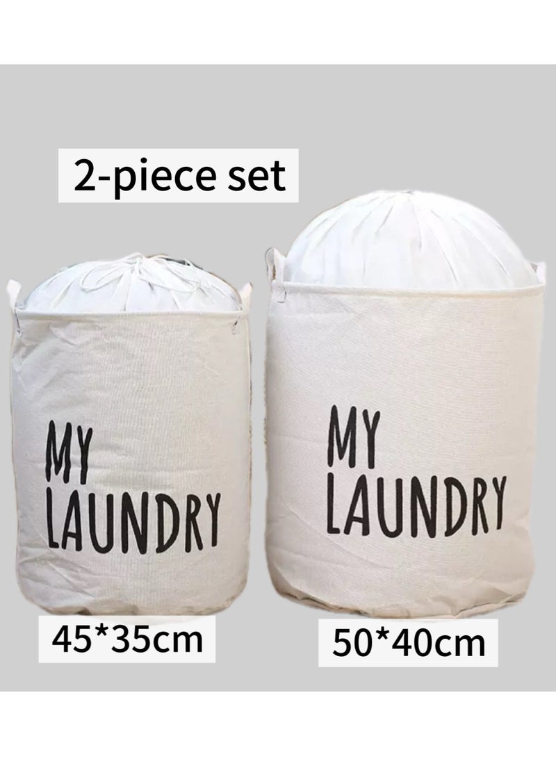 AuliceVerse Multi-Functional Foldable Dual Handle Bucket travel Laundry Bag Basket 2-Piece Set Drawstring Dustproof Moisture-Proof Storage for Clothes Bedding - Image 2