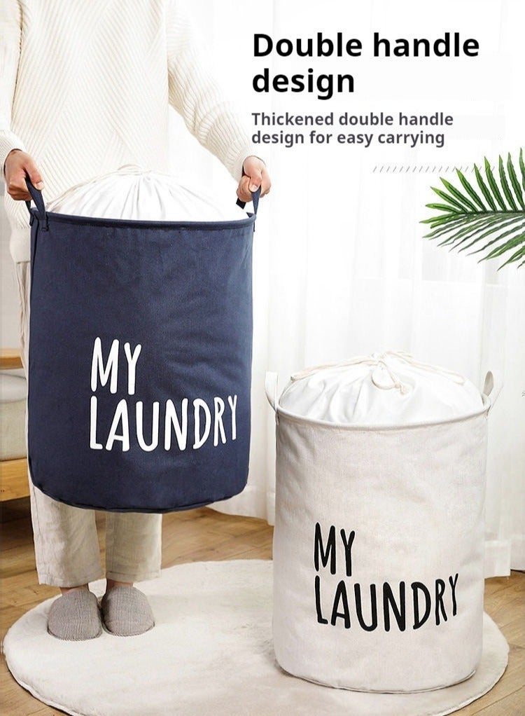 AuliceVerse Multi-Functional Foldable Dual Handle Bucket travel Laundry Bag Basket 2-Piece Set Drawstring Dustproof Moisture-Proof Storage for Clothes Bedding - Image 5